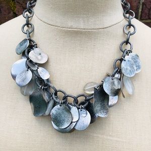 Galvanized Discs & Large Crystal Stones & Chain